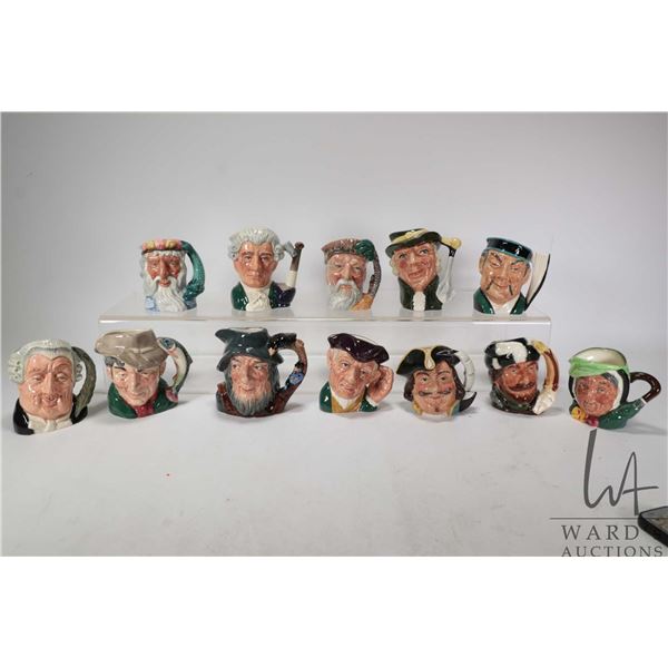 Twelve Royal Doulton small character jugs including Neptune, Apothecary from the Williamburg Collect