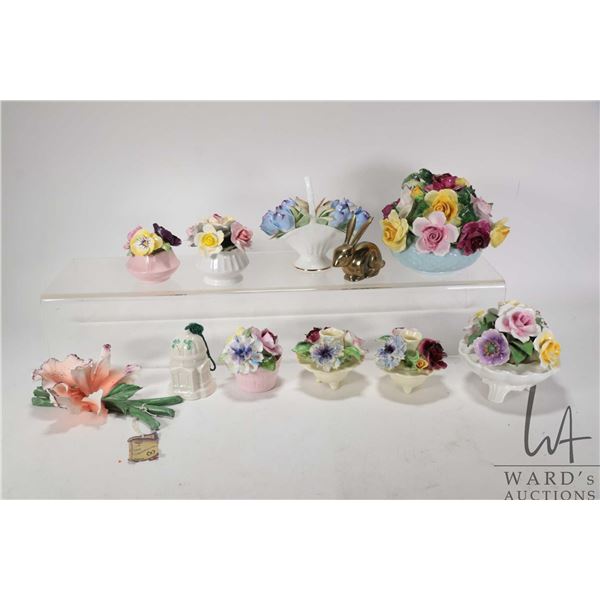 Tray lot of collectibles china florals including Royal Addersley, Radnor, Straford, Capodimonte etc.