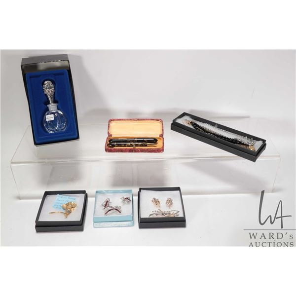 Tray lot of vintage and collectible jewellery including signed Sherman necklace set with round and m