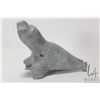 Image 1 : Inuit soapstone carving of a seal with inlaid bone eyes, no artist signature seen, 5 3/4" in height