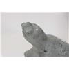 Image 2 : Inuit soapstone carving of a seal with inlaid bone eyes, no artist signature seen, 5 3/4" in height