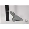 Image 5 : Inuit soapstone carving of a seal with inlaid bone eyes, no artist signature seen, 5 3/4" in height