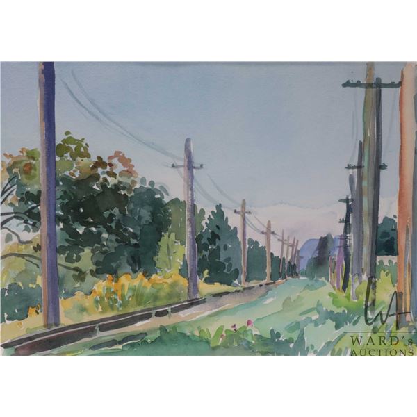 Norma Larson, framed original watercolour painting labeled on verso " McCleery Gold Course-Waterlili