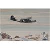 Image 1 : Tracy, framed original watercolour painting of a French plane flying over a mountain range, 7 3/4" X