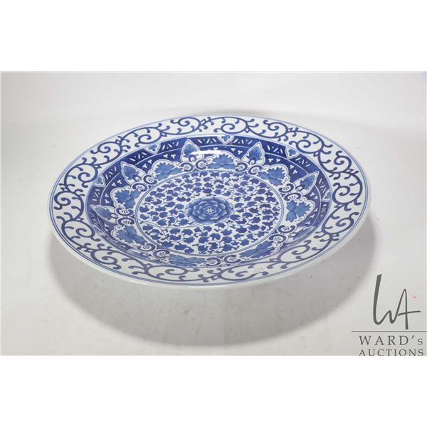 Large Bombay Company blue and white charger, 20 1/2" in diameter
