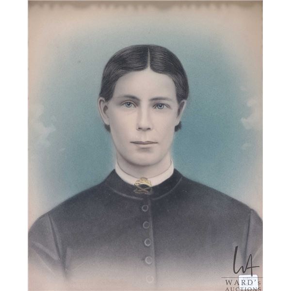 Antique framed pastel portrait of a young woman, 16 1/2" X 13 1/2"