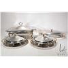 Image 2 : Three silver plate and gold tone gold toned casserole dishes with glass liners and under trays and a