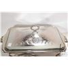 Image 3 : Three silver plate and gold tone gold toned casserole dishes with glass liners and under trays and a