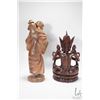 Image 4 : Two treenware hand carved figures including woman with child16" in height and a Balinese multi arm d