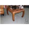 Image 1 : Modern Oriental style glass top occasional table, 21" H X 26" X 30"