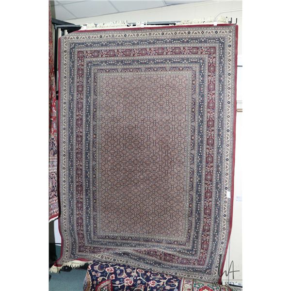 Belgian made Palazzo Decolan synthetic wool style area carpet with geometric pattern and multiple bo