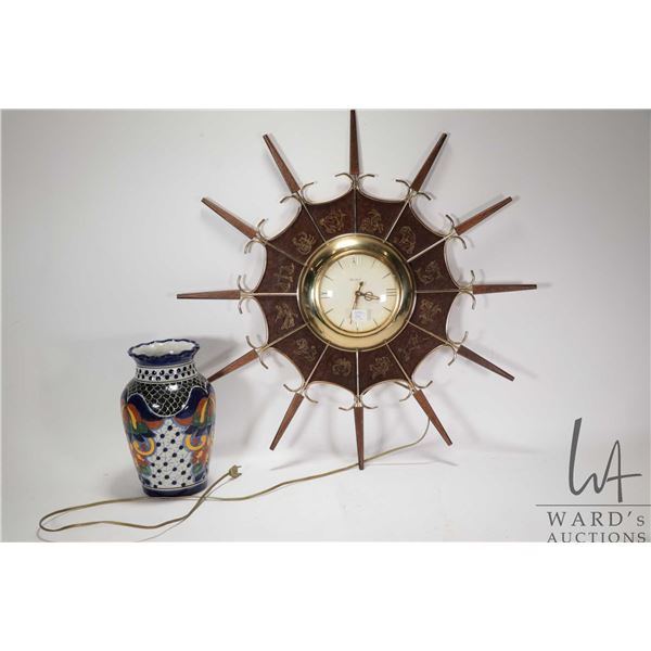 Vintage United Metal Goods, Starburst Wall clock model 203, working at time of cataloguing plus a 10