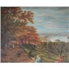 Image 1 : M. Poldt, After artist George Vicat Cole's "A View From Richmond Hill", canvas painting 20" X 24" no
