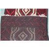 Image 2 : Wool carpet runner with red background, geometric design and highlights of black and taupe, 20" X 72