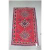 Image 1 : Small wool carpet with triple medallion, red background and highlights of blues, brown and taupe etc