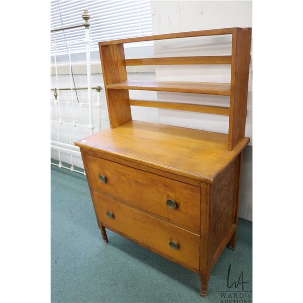 Two drawer Canadiana dresser with attached bookcase, 48" H X 31" W X 17" D