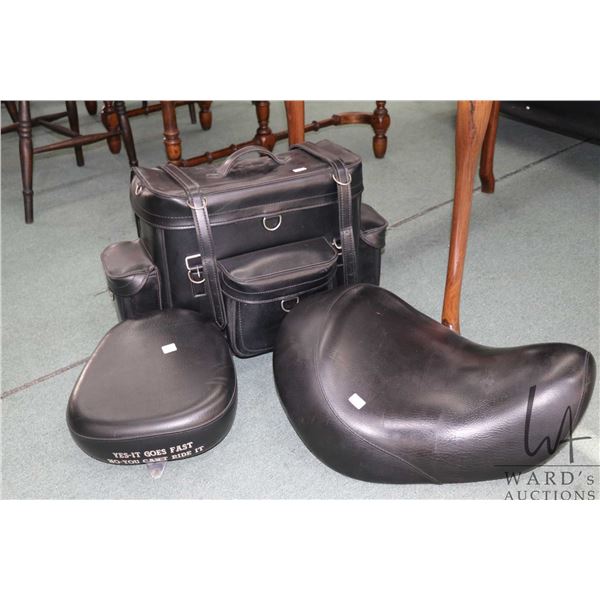 Motorcycle seat purportedly to fit a 2006 Honda Valkyrie and a universal fit faux leather motorcycle