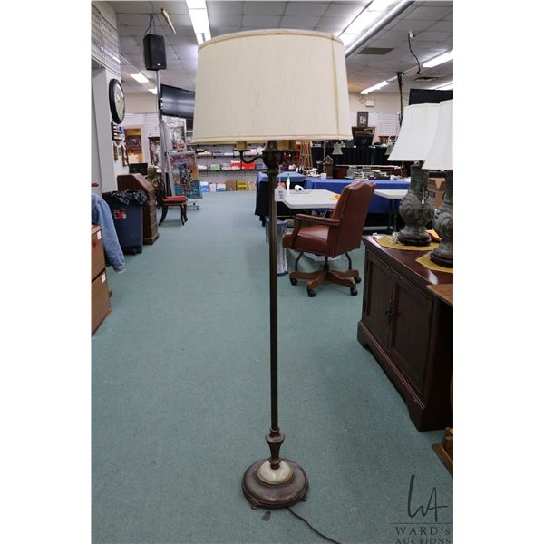 Mid 20th century torche lamp with shade and milk glass diffuser