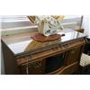 Image 4 : Antique Canadiana sideboard with curved glass door, carved paw feet and carved accents including Gre
