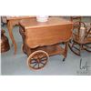 Image 1 : Mid 20th century drop leaf tea wagon with fold down handle and single drawer, 29" in height