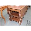 Image 2 : Mid 20th century drop leaf tea wagon with fold down handle and single drawer, 29" in height