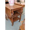 Image 3 : Mid 20th century drop leaf tea wagon with fold down handle and single drawer, 29" in height
