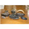 Image 1 : A selection of vintage and antique irons including sadiron and trivets, small brass iron etc.