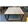 Image 2 : MARBLE TOP BLACK METAL BASE COFFEE TABLE APPROX 32" X 32" X 18"H