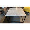Image 2 : MARBLE TOP BLACK METAL BASE COFFEE TABLE APPROX 32" X 32" X 18"H