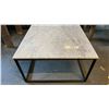 Image 2 : MARBLE TOP BLACK METAL BASE COFFEE TABLE APPROX 32" X 32" X 18"H
