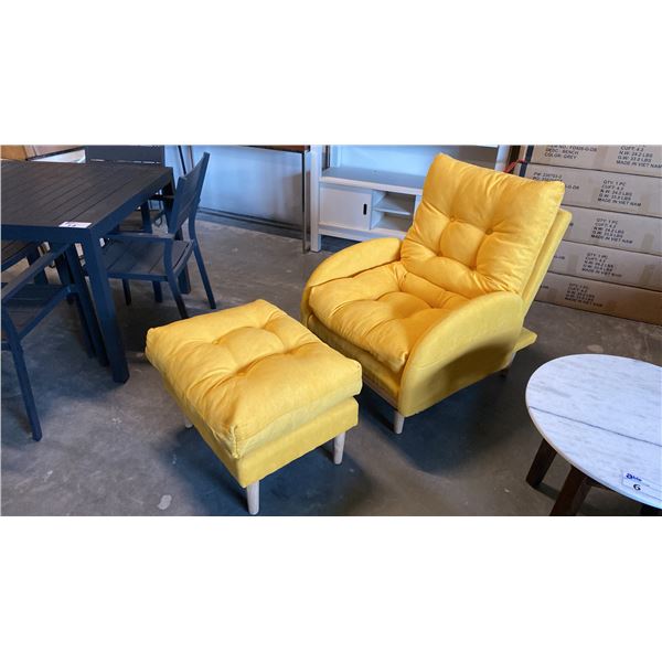 YELLOW 3 POSITION CHAIR AND OTTOMAN