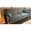 Image 2 : BLUE ULTRAVELVET UPHOLSTERED SOFA WITH 2 THROW CUSHIONS APPROX 80"