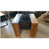 Image 2 : CONTEMPORARY WALNUT/SMOKED BLACK GLASS TOP END TABLE 24" SQUARE