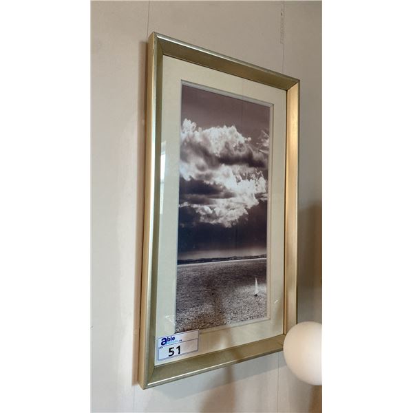 FRAMED SAILBOAT PRINT APPROX 17" X 28"