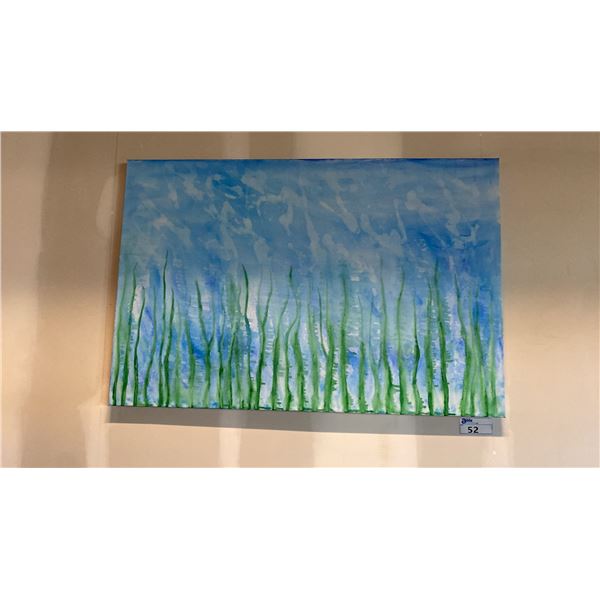 WATERCOLOUR ON CANVAS CONTEMPORARY ABSTRACT PAINTING APPROX 31" X 47"