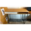 Image 1 : NATURAL FINISH WOOD TOP WITH BLACK METAL BASE SINGLE DRAWER WRITING DESK APPROX 22" X 44"