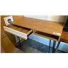 Image 2 : NATURAL FINISH WOOD TOP WITH BLACK METAL BASE SINGLE DRAWER WRITING DESK APPROX 22" X 44"
