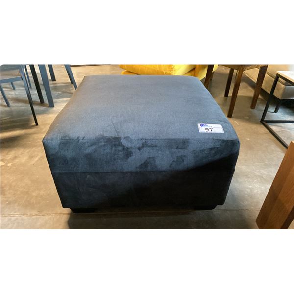CONTEMPORARY NAVY BLUE UPHOLSTERED OTTOMAN