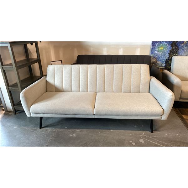 CONTEMPORARY LIGHT GREY UPHOLSTERED FOLD DOWN SOFA BED APPROX 81"L