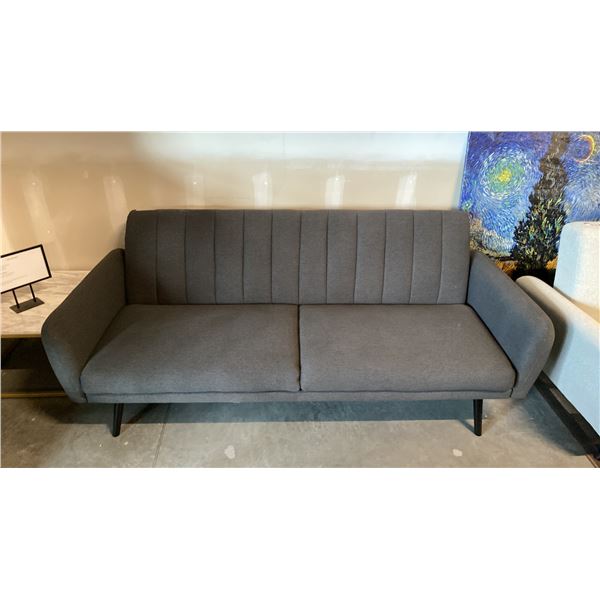 CONTEMPORARY DARK GREY UPHOLSTERED FOLD DOWN SOFA BED APPROX 81"L