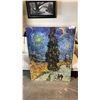 Image 1 : OIL ON CANVAS TRANSFER PRINT VAN GOGH STARRY NIGHT COPY APPROX 36" X 48"