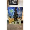 Image 2 : OIL ON CANVAS TRANSFER PRINT VAN GOGH STARRY NIGHT COPY APPROX 36" X 48"