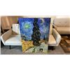 Image 3 : OIL ON CANVAS TRANSFER PRINT VAN GOGH STARRY NIGHT COPY APPROX 36" X 48"