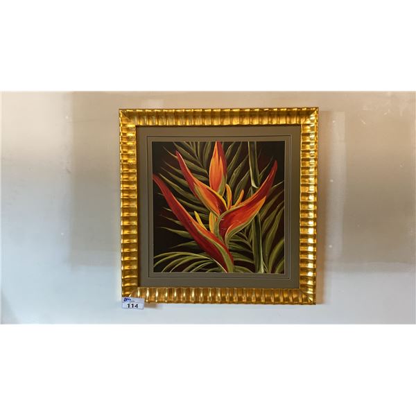 GILDED FRAMED FLORAL STILL LIFE PRINT APPROX 33.5"X 33.5"