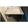 Image 1 : WHITE MARBLE TOP WITH BRASS FINISH METAL BASE CONDO COFFEE TABLE APPROX 24" X 24"