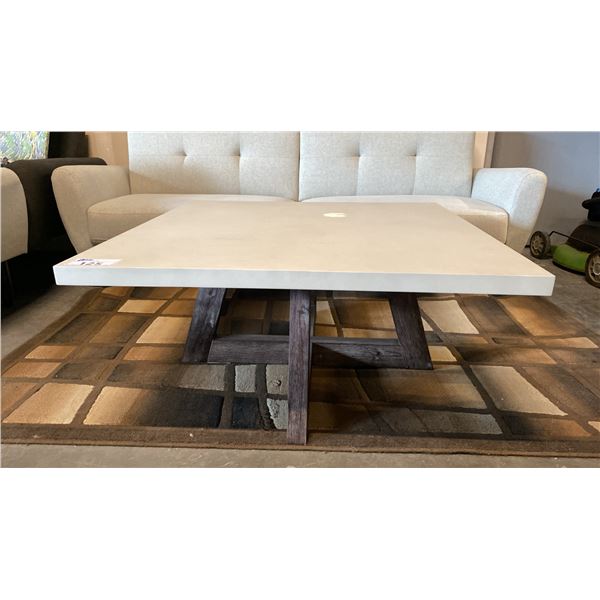 FAUX CONCRETE COFFEE TABLE ANTIQUE GREY BASE APPROX 40" SQUARE