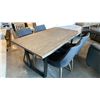 Image 2 : SOLID WOOD LIVE EDGE TOP DISTRESSED GREY WITH GUN METAL BASE DINING TABLE WITH 4 CHAIRS