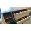 Image 2 : SOLID ACACIA 2 DRAWER/ 1 CUPBOARD WITH METAL LEGS WASHED WHITE FINISH SIDEBOARD/CREDENZA/VANITY/
