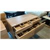 Image 2 : SOLID ACACIA 4 DRAWER WITH BOTTOM SHELF METAL LEGS WASHED WHITE FINISH SIDEBOARD/CREDENZA/VANITY/TV