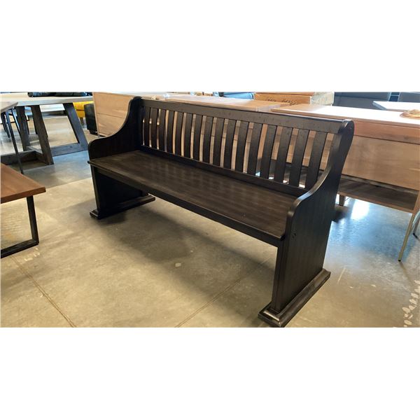 SOLID WOOD WITH DARK BROWN FINISH CHURCH PEW/HALL BENCH/DINING BENCH APPROX 65"L